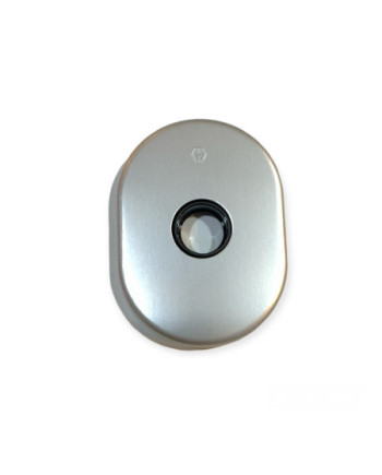 Mostrina per porta blindata in alluminio anodizzato argento mm. 62x86 con foro maniglia