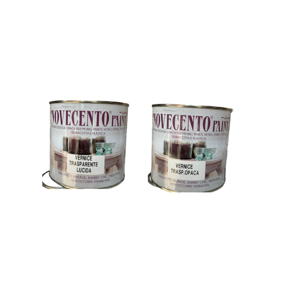 Vernice di finitura all'acqua per pittura gessosa Novecento paint - ml. 500 - trasparente